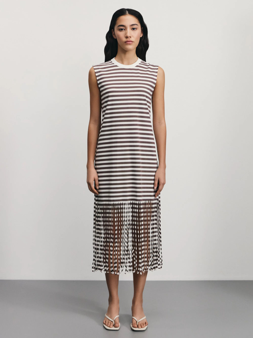 Платье в полоску с бахромой / Zarina  фото 3