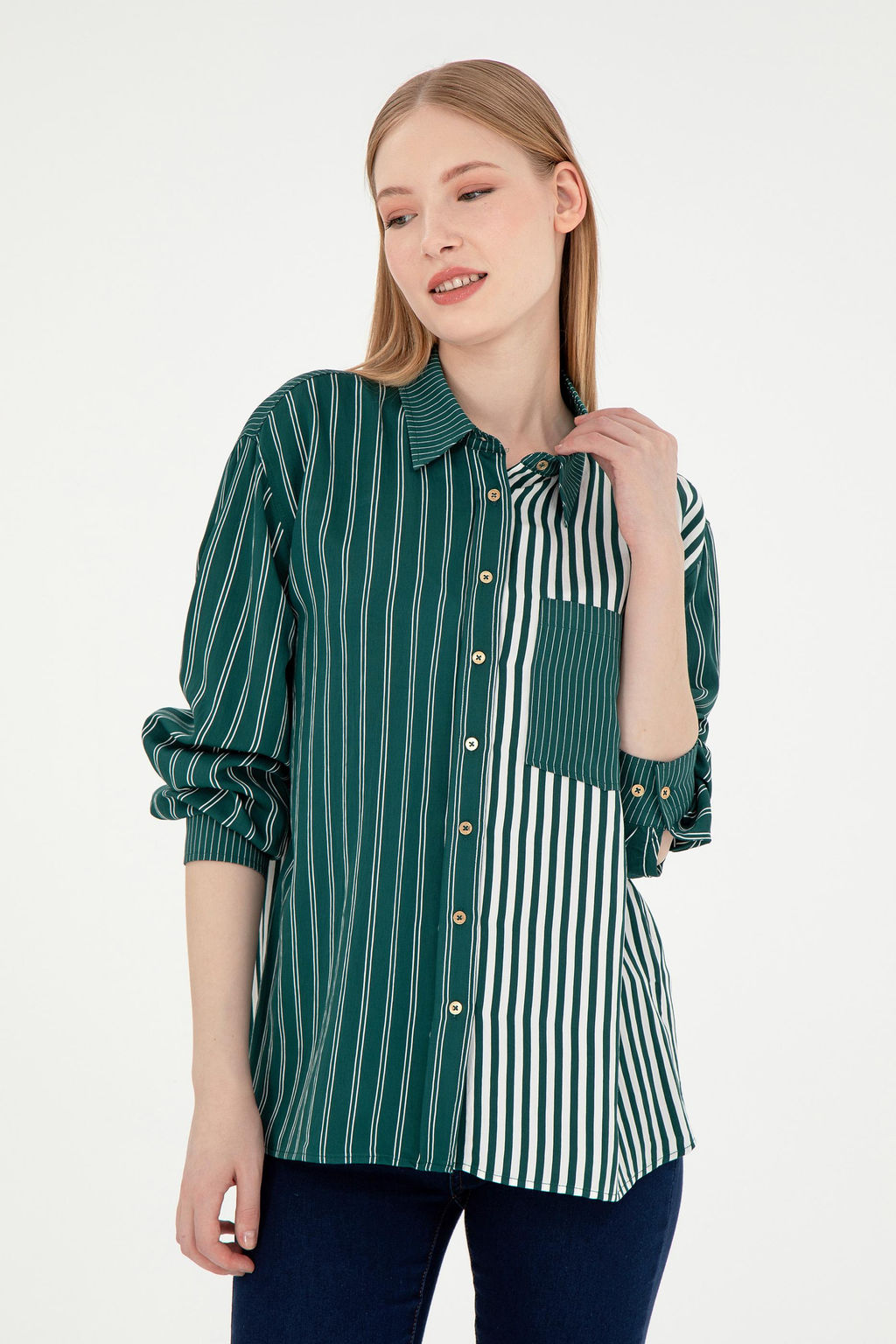 Женская темно-зеленая рубашка с длинным рукавом Неожиданная скидка в корзине - U.s. polo assn фото 3