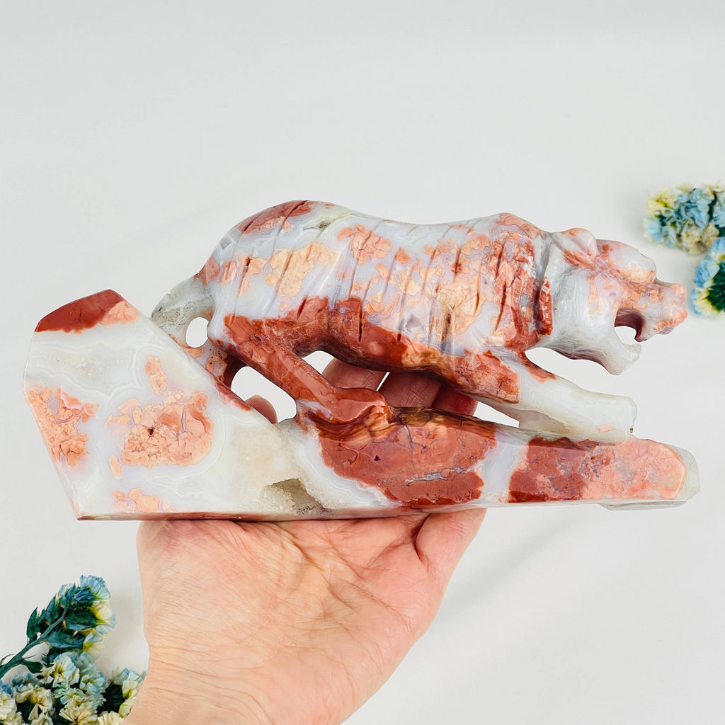 Статуэтка Тигр из розового цветочного Агата - Радуга самоцветов фото 3