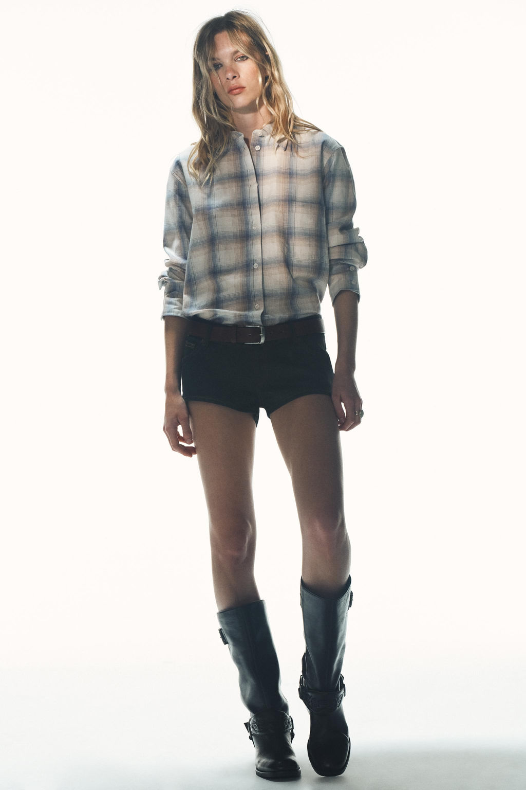 OVERSIZE CHECK SHIRT WITH POCKET - Zara фото 7