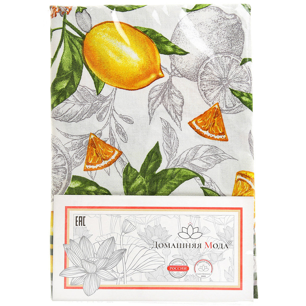 Скатерть 120х145см Лимон, длина стола до 105см, на 4 персоны, рогожка (хлопок 100%) 171г/м2, упаковка классическая, пакет ПВХ 28х41см, Домашняя мода (Россия)  фото 6