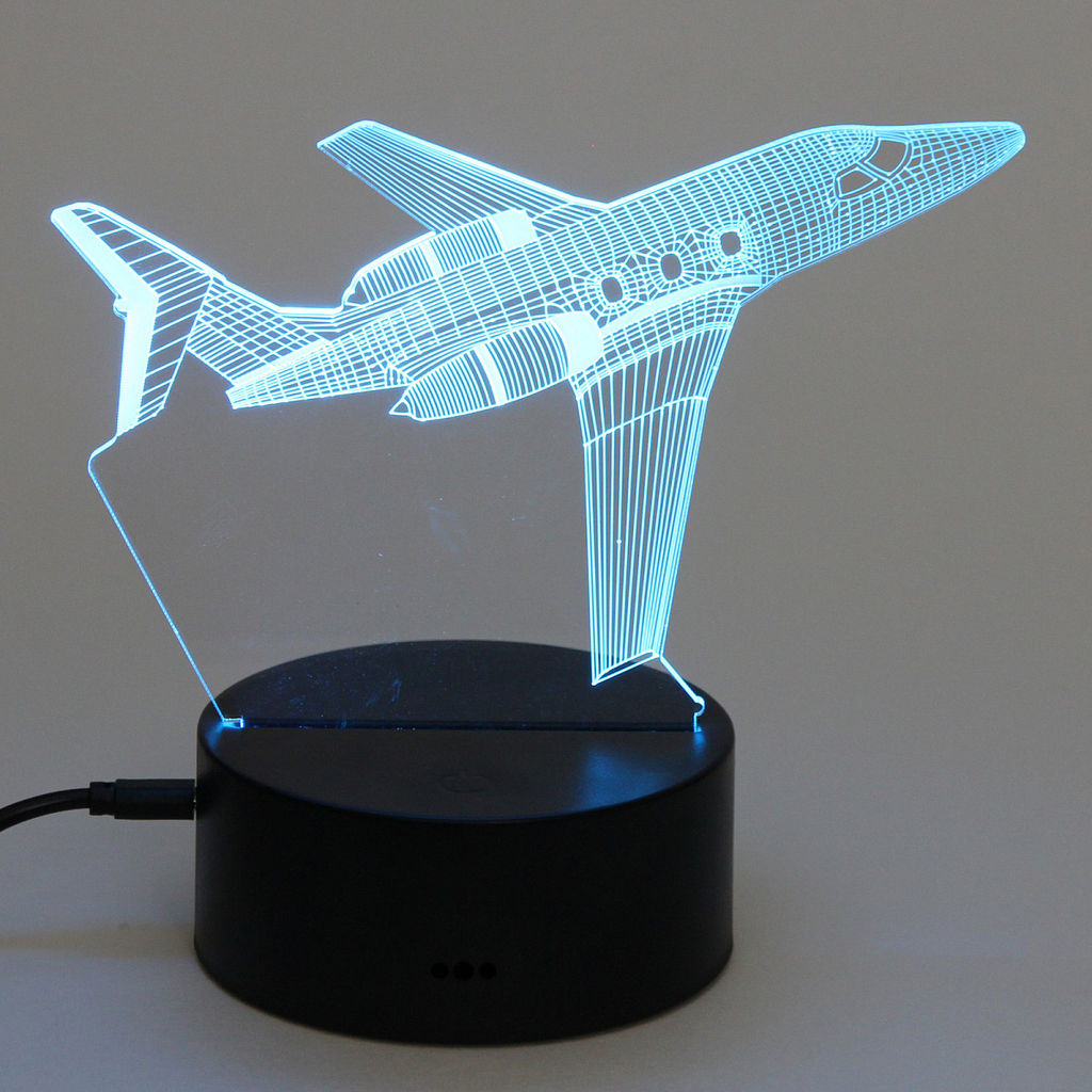 Цена за 2 шт. Светильник ночник "3D-Самолёт" на пластиковой подставке, с включателем USB