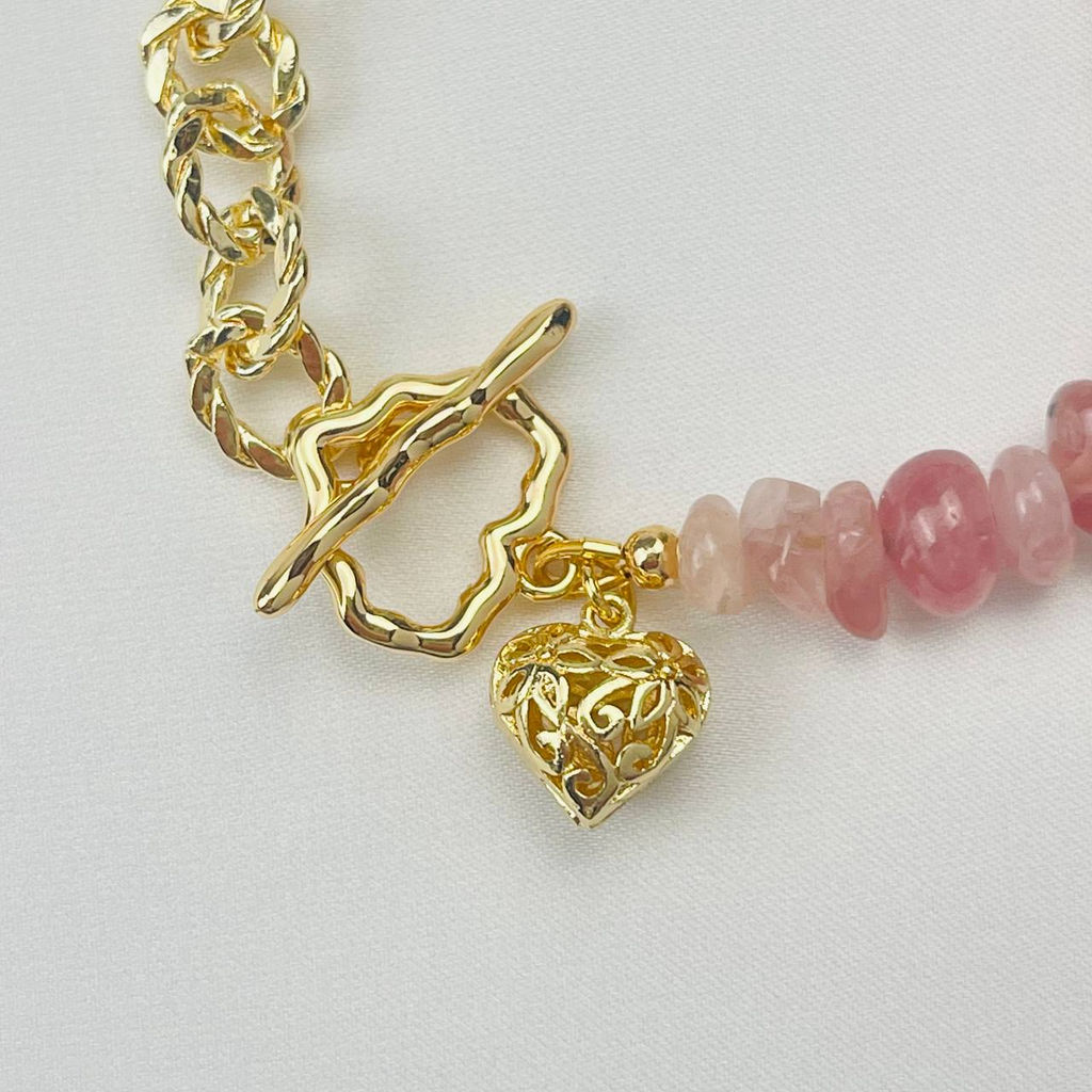 Браслет из мадагаскарского Розового кварца с цепочкой - Радуга самоцветов фото 2