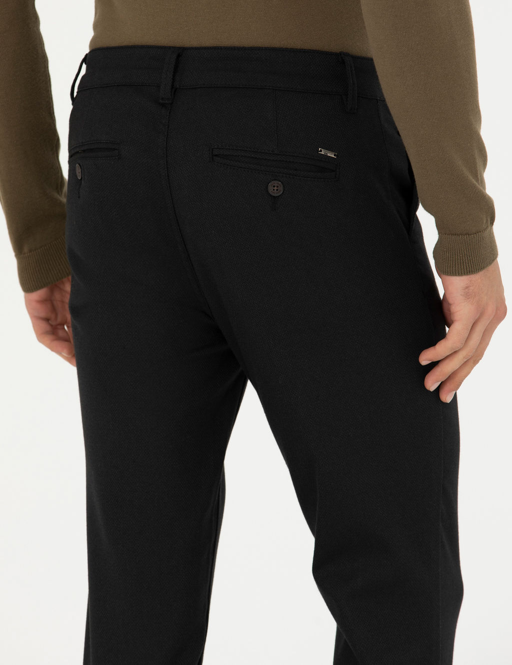 Siyah Arm_rl_ Slim Fit Kanvas Pantolon