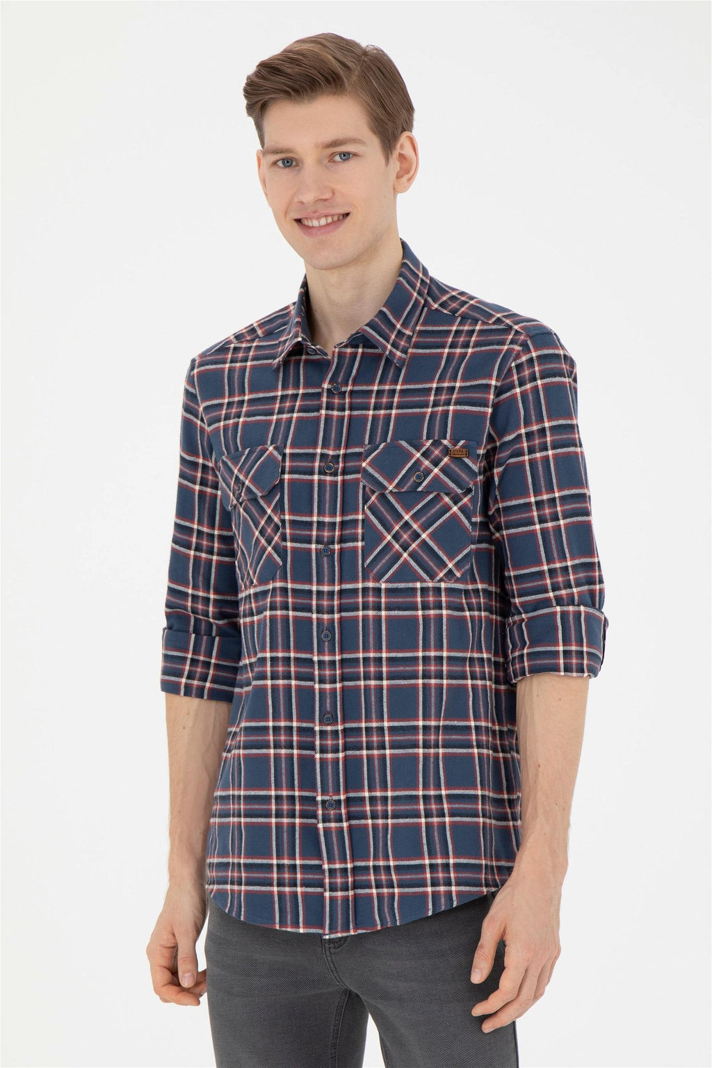 Мужская рубашка с длинным рукавом цвета индиго - U.s. polo assn фото 3