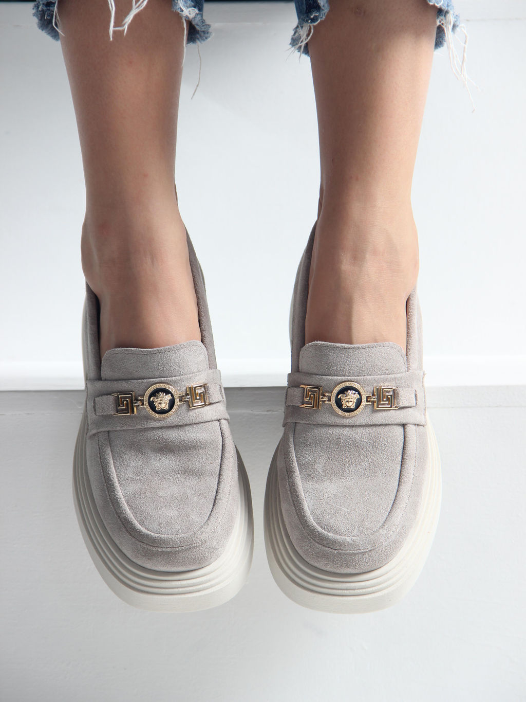 Лоферы туфли 173.1453be.Каменный замша