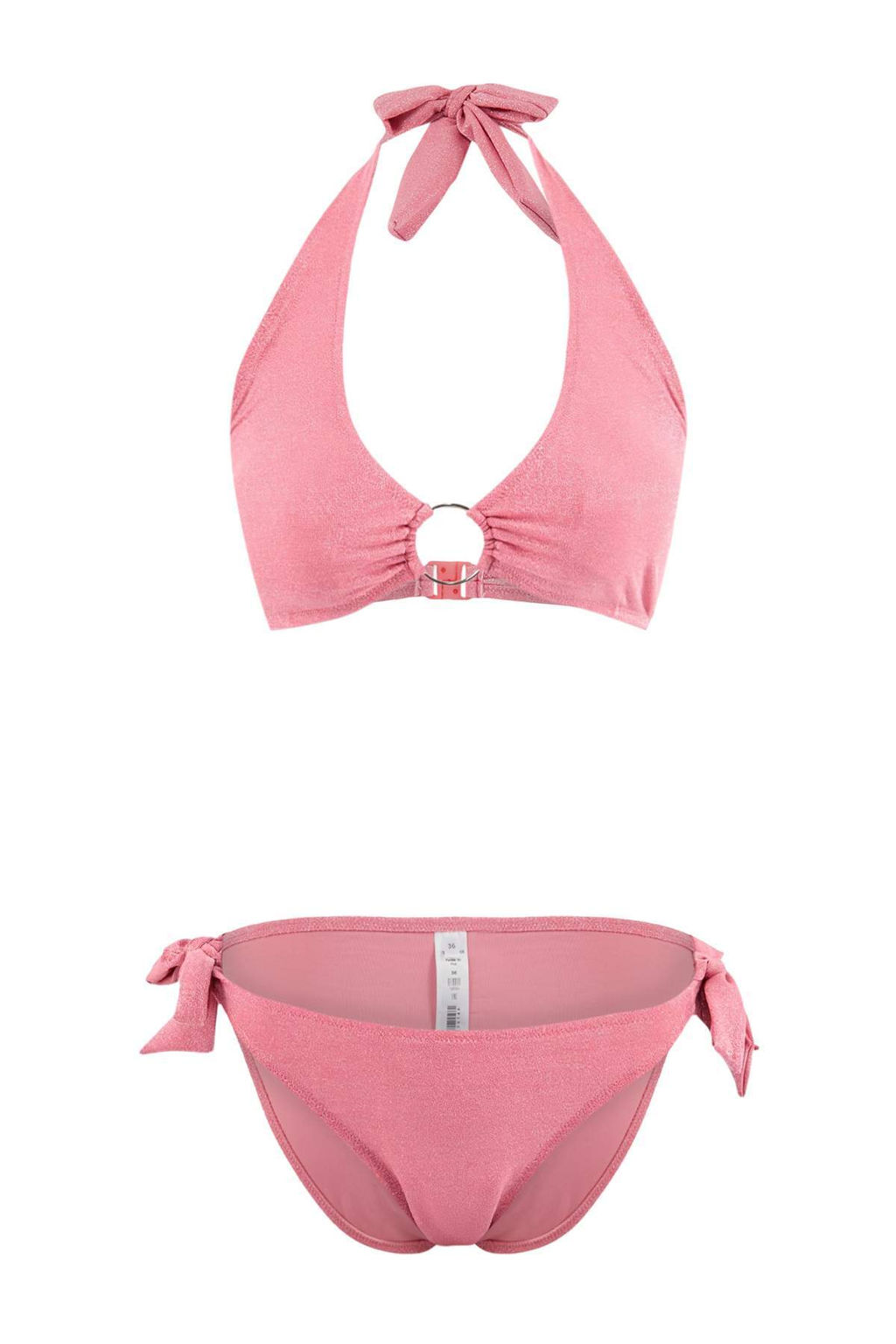 Pembe Simli Aksesuarl? Ucgen Kapl? Normal Bel Regular Bikini Tak?m? TBESS26BT00030