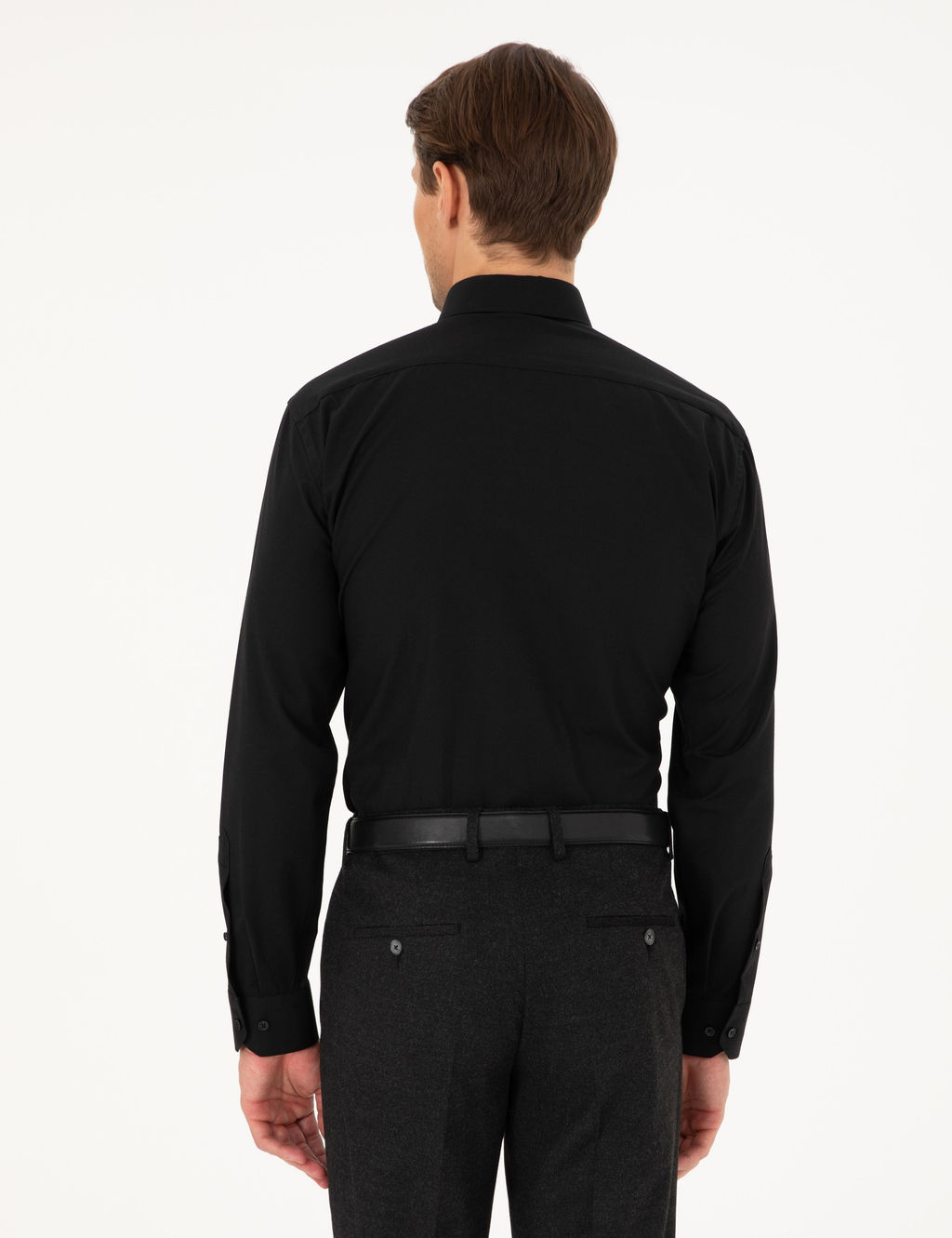 Siyah Regular Fit Uzun Kollu Basic G_mlek