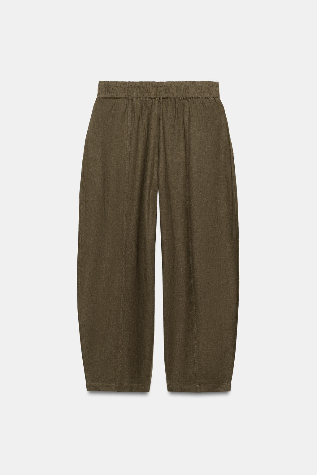 PANTAL?N BARREL CON LINO / Khaki - Zara фото 8