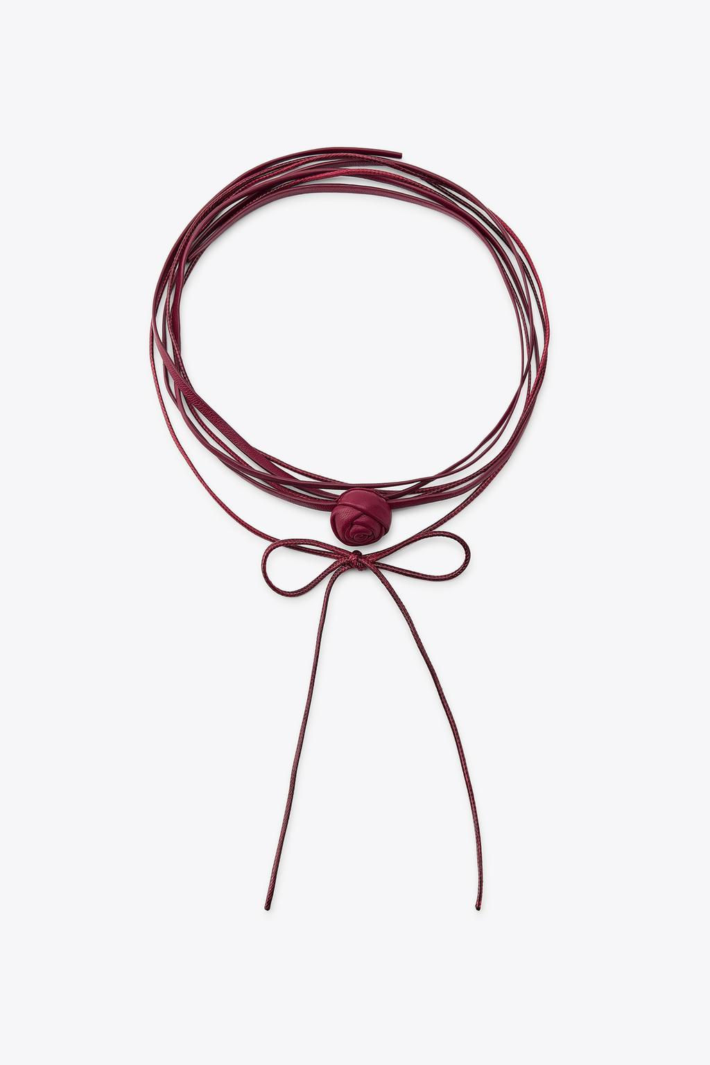 DOUBLE LEATHER FLOWER CHOKER NECKLACE - Zara фото 3
