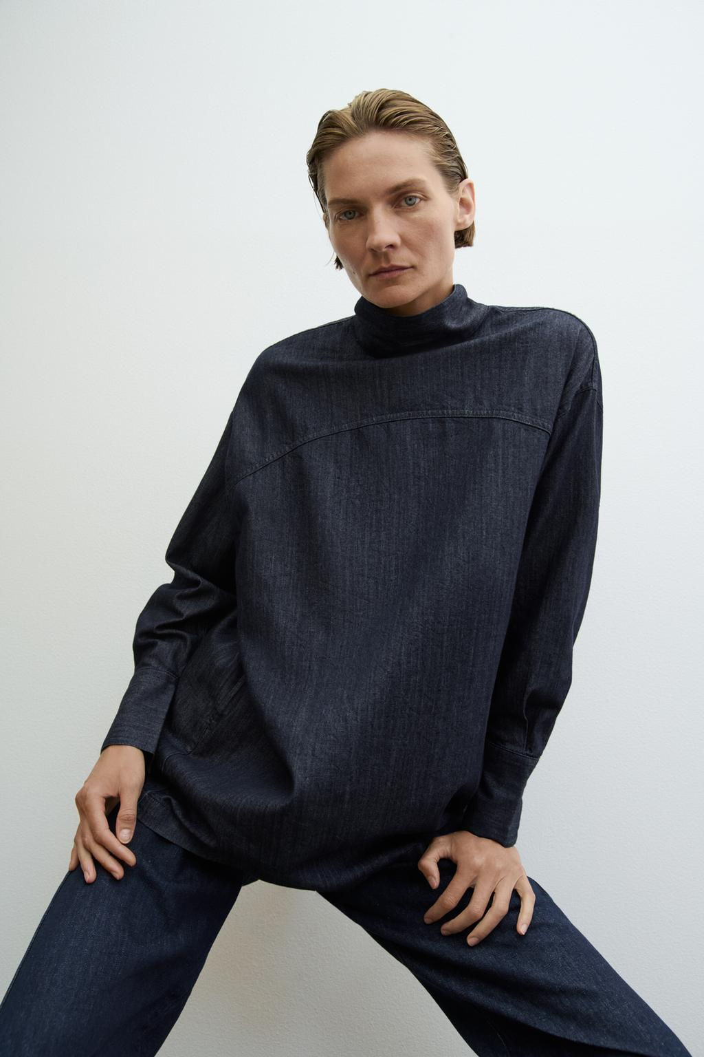 ZW COLLECTION SHIRT WITH TIE AND BUTTONS - Zara фото 4