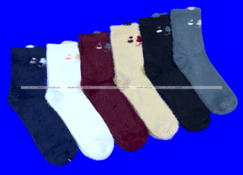 Цена за 10 пар. Ecosocks носки женские ангора НОРКА ШЕРСТЬ "с ушками" арт. 6630