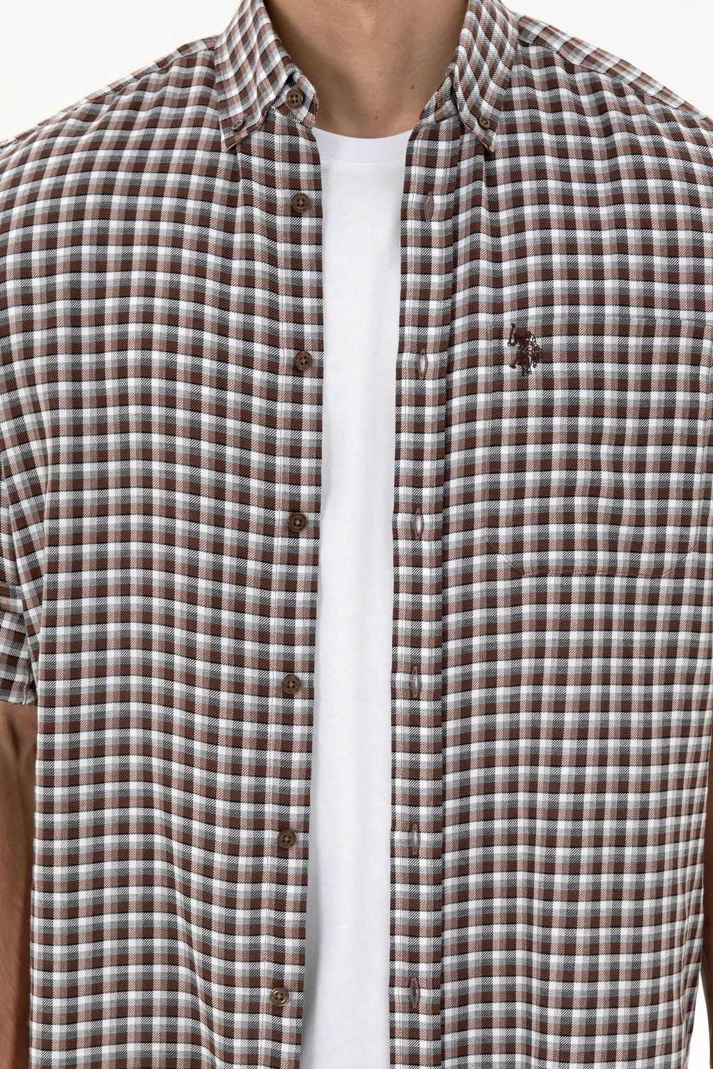 Мужская коричневая рубашка с длинным рукавом Неожиданная скидка в корзине - U.s. polo assn фото 6