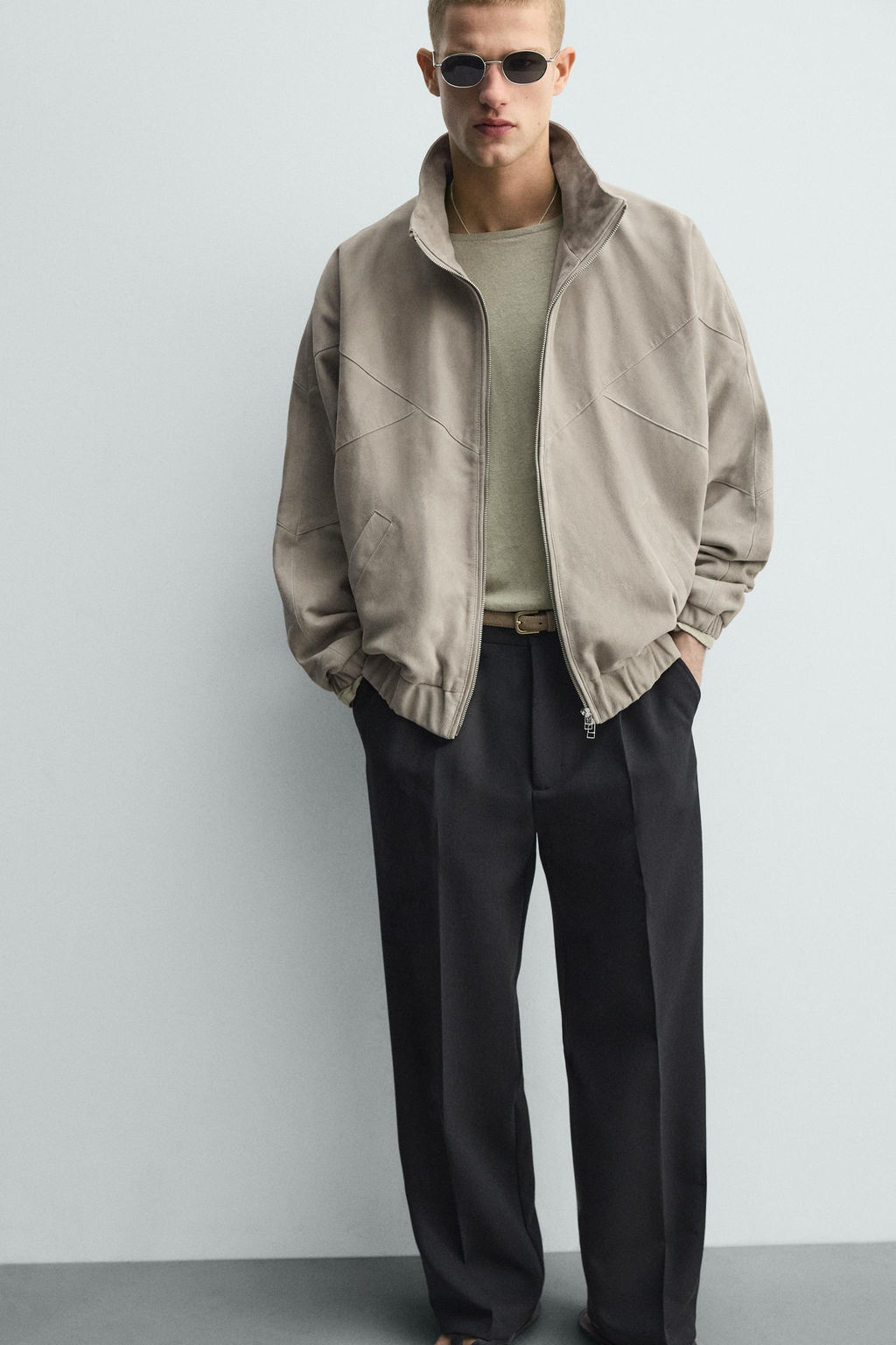 CAZADORA RELAXED FIT PIEL ANTE / Gris topo - Zara фото 5
