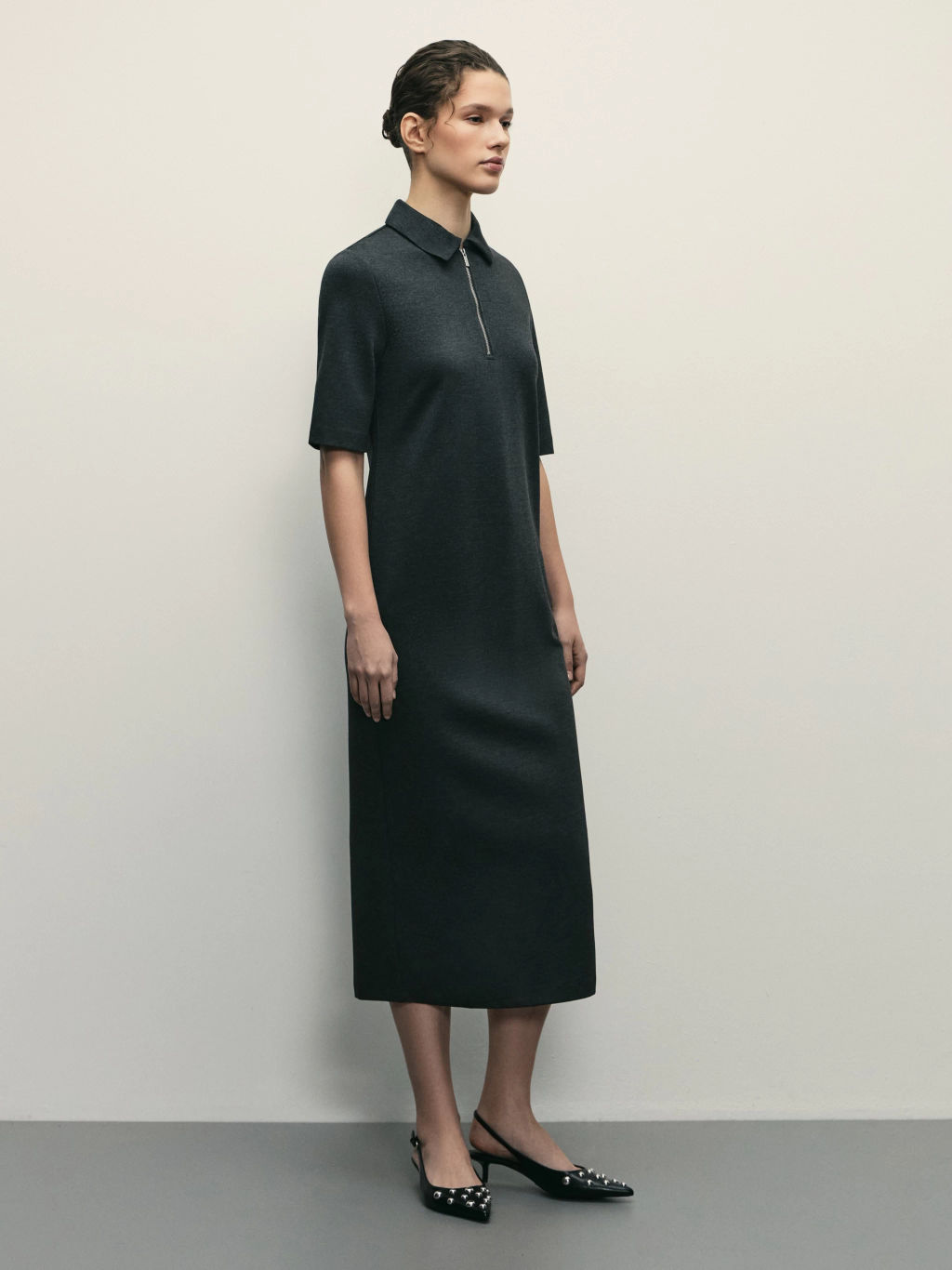 Платье с воротником поло на молнии / Zarina  фото 3