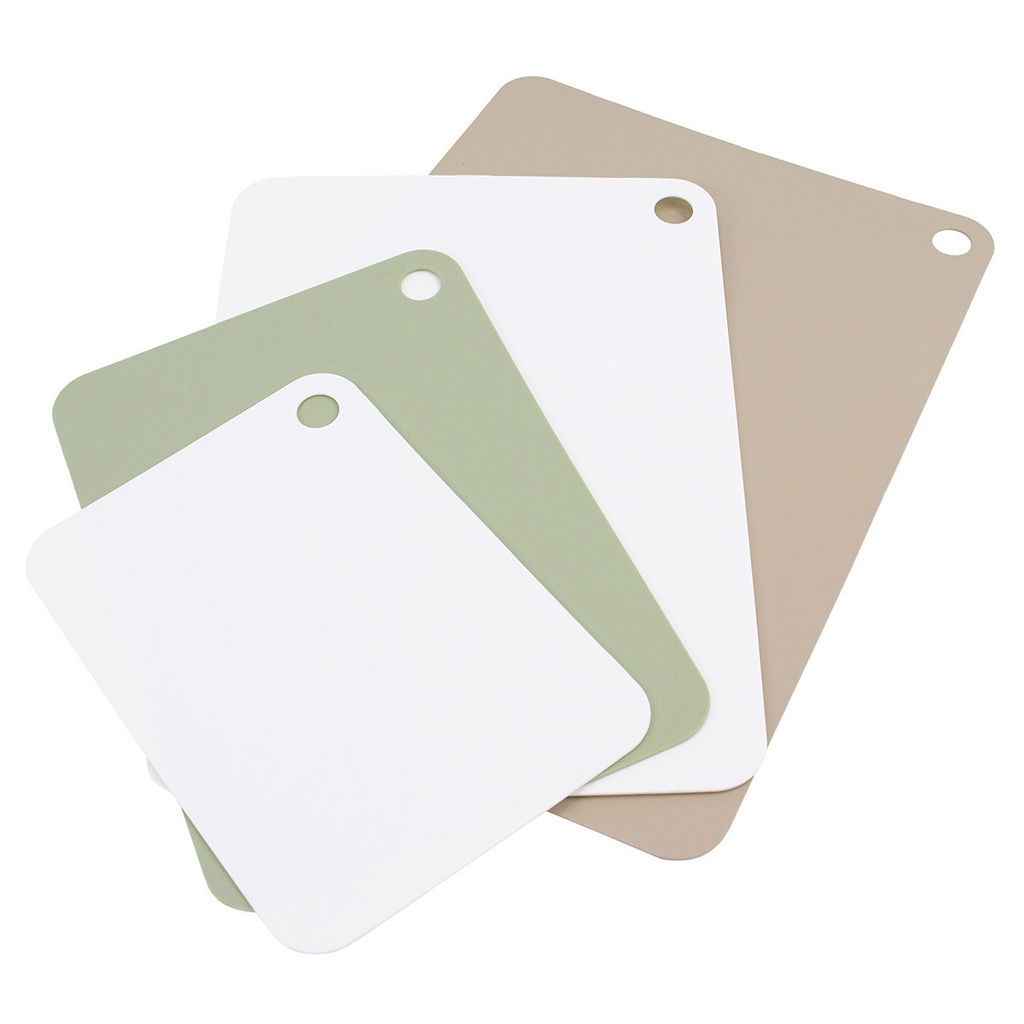51767 WERNER Набор гибких разделочных досок RAMO из 4 шт.: 40,0x28,5x0,2 см, 35,0x25,0x0,2 см, 30,0x21,2x0,2 см, 25,0x17,5x0,2 см. Цвета: коричневый, белый, зеленый. Материал: полиэтилен.  фото 5