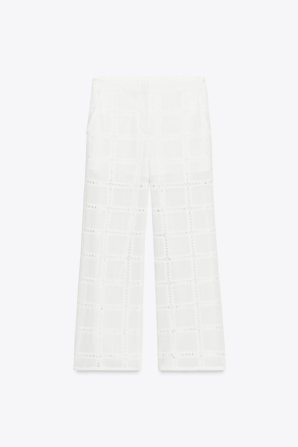 STRAIGHT-LEG TROUSERS WITH CUTWORK EMBROIDERY - Zara фото 3