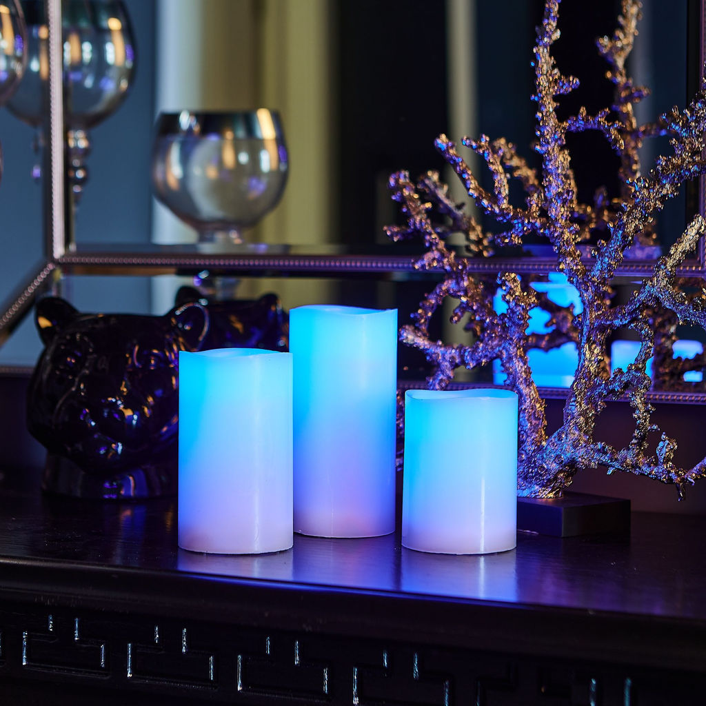 ULD-F052 RGB RC CANDLE SET3 Фигура светодиодная Свеча на батарейках 2АА (не в/к), в составе набора из 3 штук. 1 светодиод. RGB свет. Пульт ДУ (в/к). TM Uniel