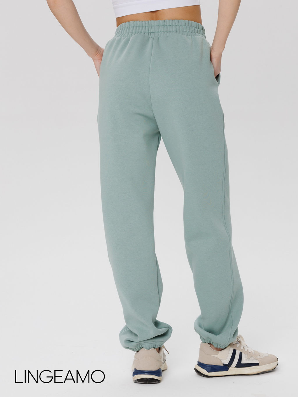 Женские брюки оверсайз из футера с начесом Lingeamo мятные КБ-25 (25)  фото 8