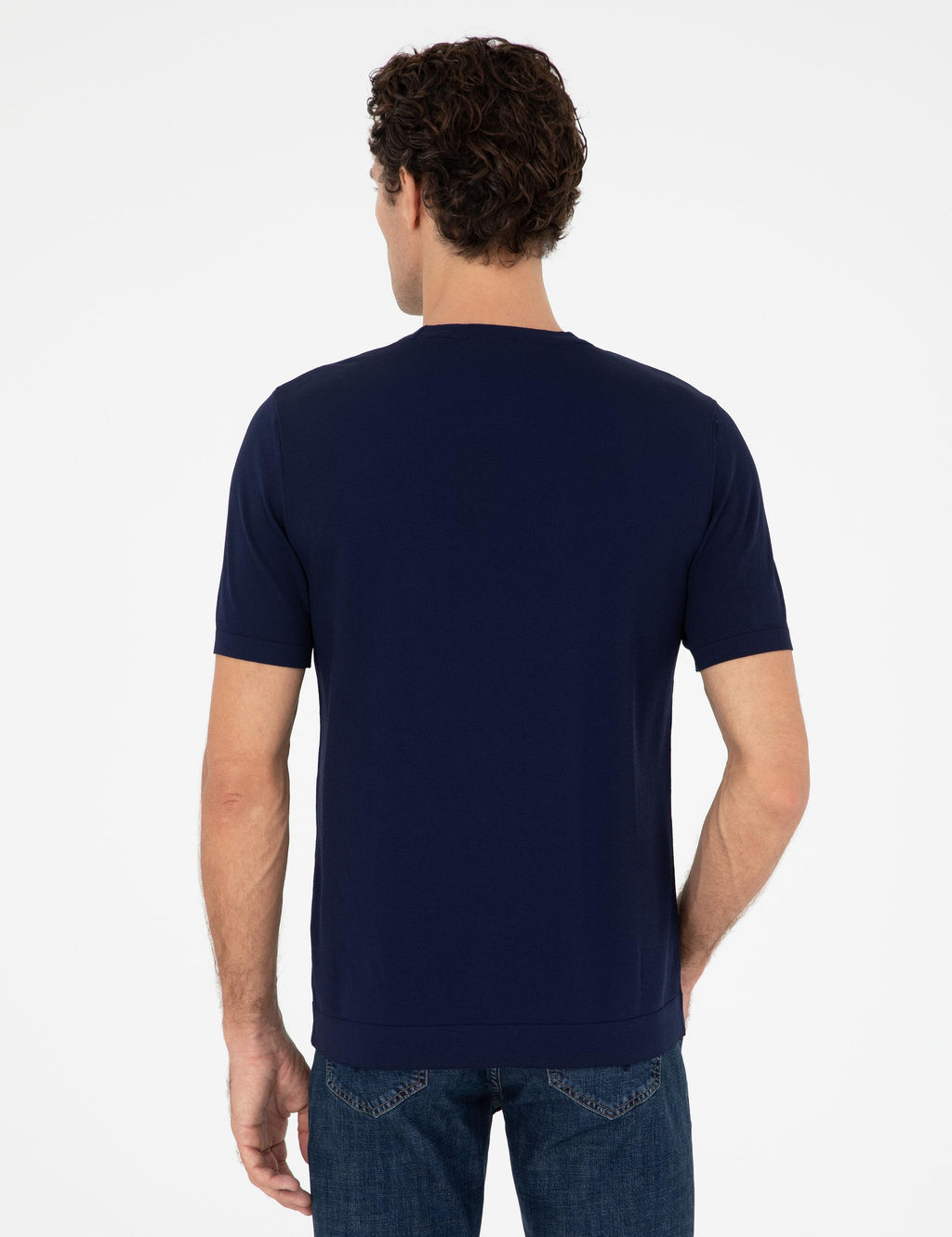 Lacivert Slim Fit Bisiklet Yaka Triko T-shirt