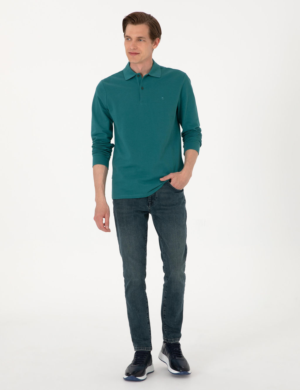 Z_mr_t Slim Fit K_vr_lmaz Polo Yaka Basic Pike Sweatshirt