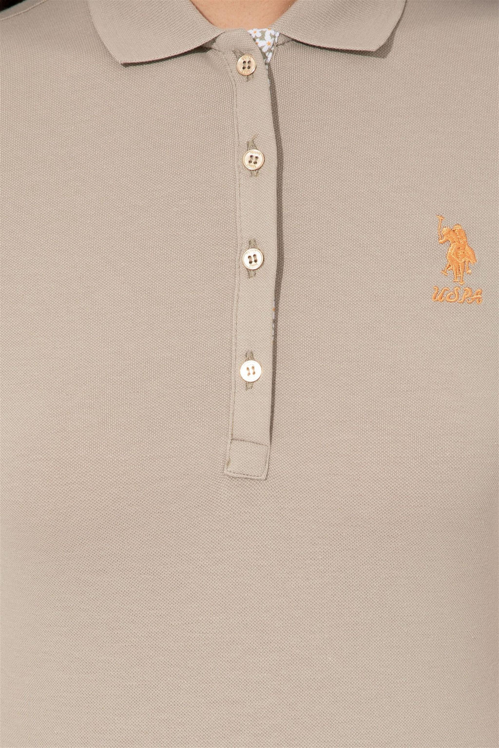 Женская футболка цвета хаки с воротником поло Basic - U.s. polo assn фото 12