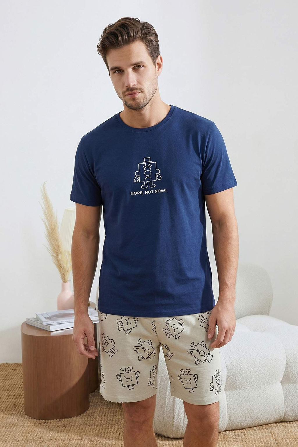 Indigo Regular Kesim Bask?l? Pamuklu Pijama Tak?m? TMNSS26PT00031