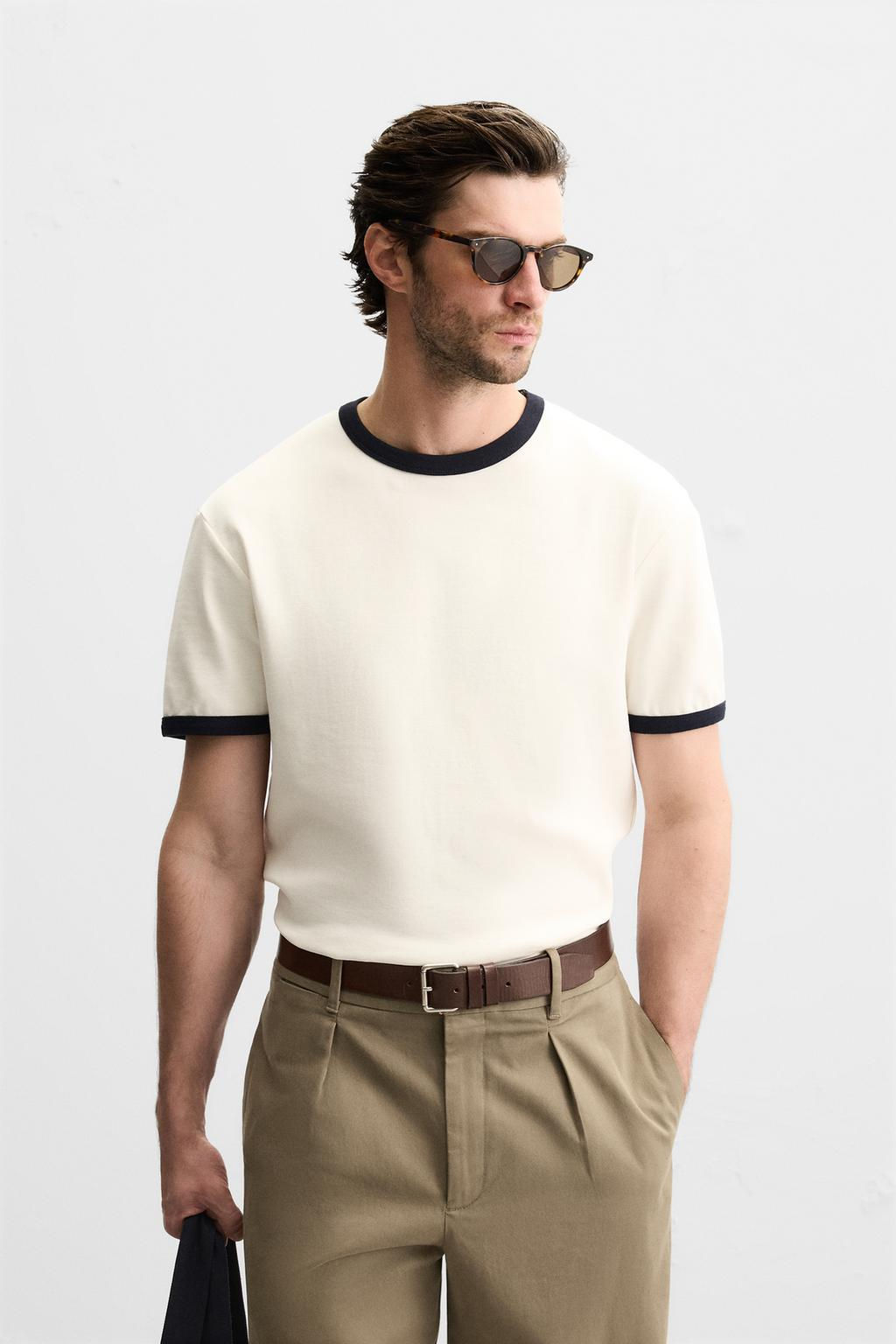 BASIC CONTRAST RIB T-SHIRT - Zara фото 10