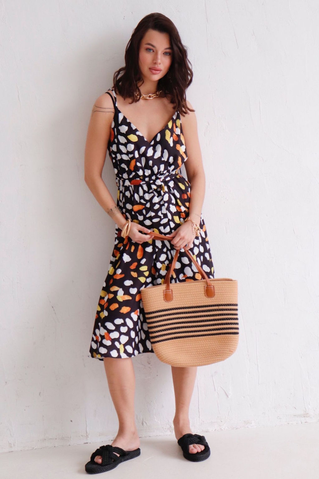 Martichelli Платье летнее чёрное с принтом  фото 6