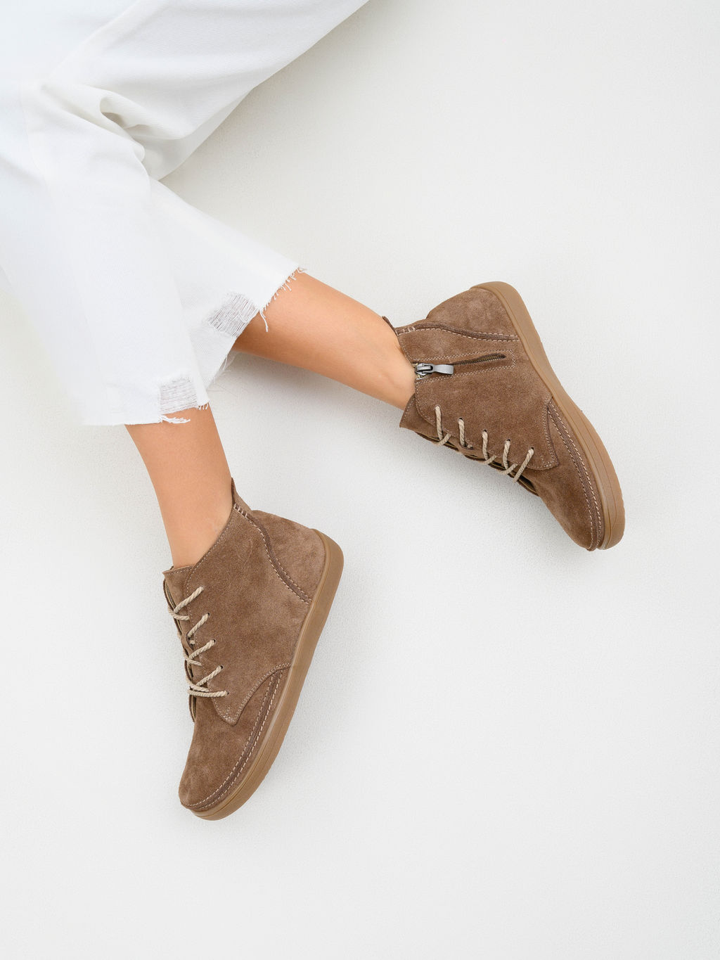 Босоногие ботинки EDART 210.NATAbr.Серо-коричневая замша/