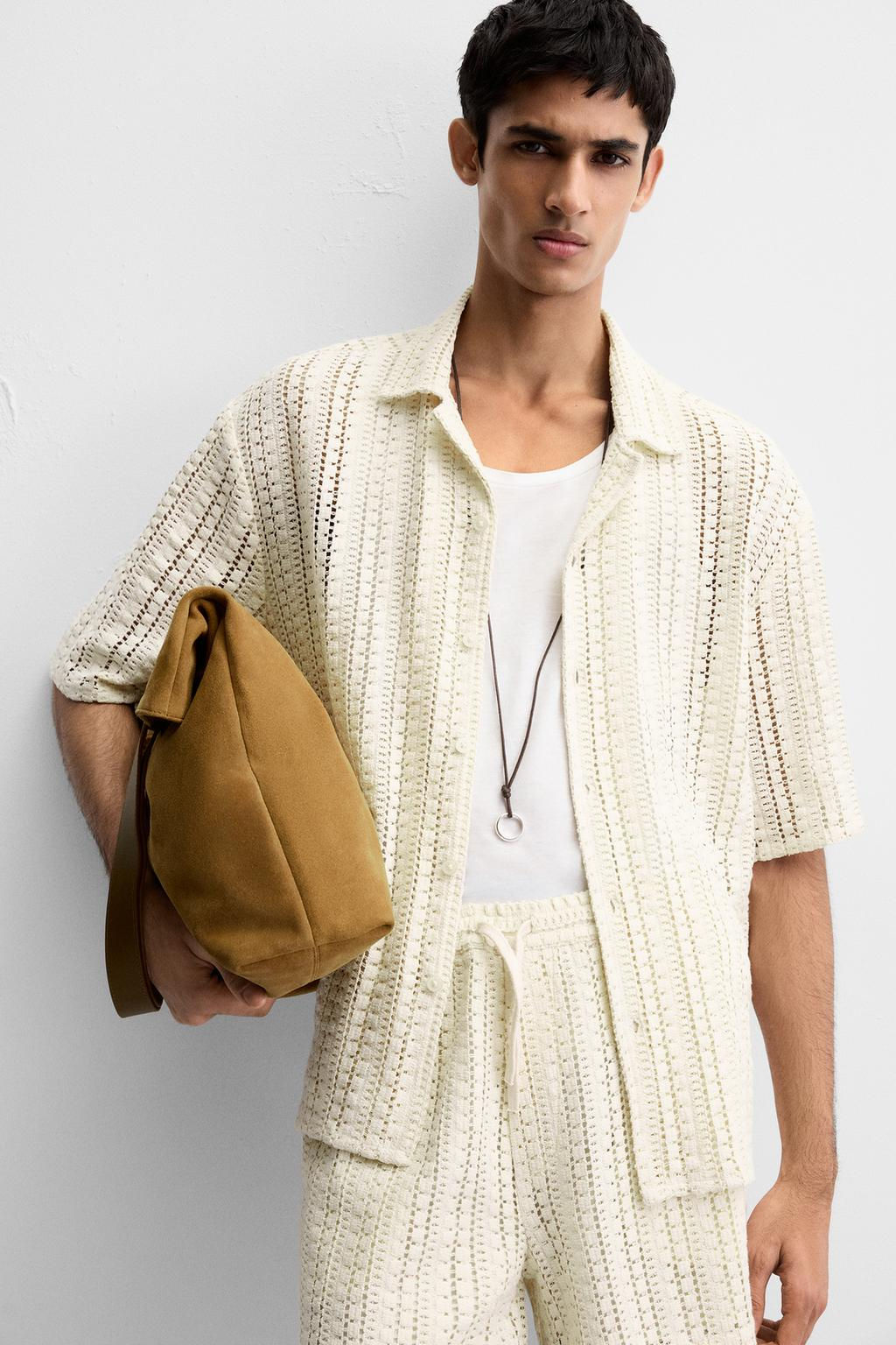 CROCHET TEXTURED SHIRT - Zara фото 7