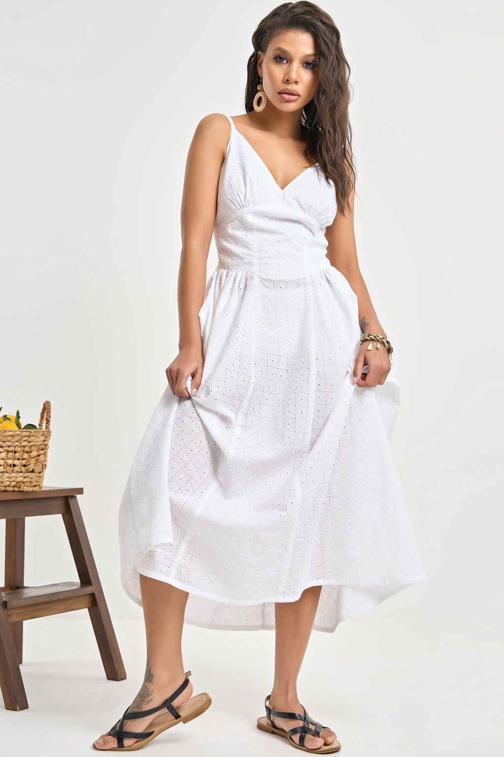 Сарафан летний кружевной на подкладке белый