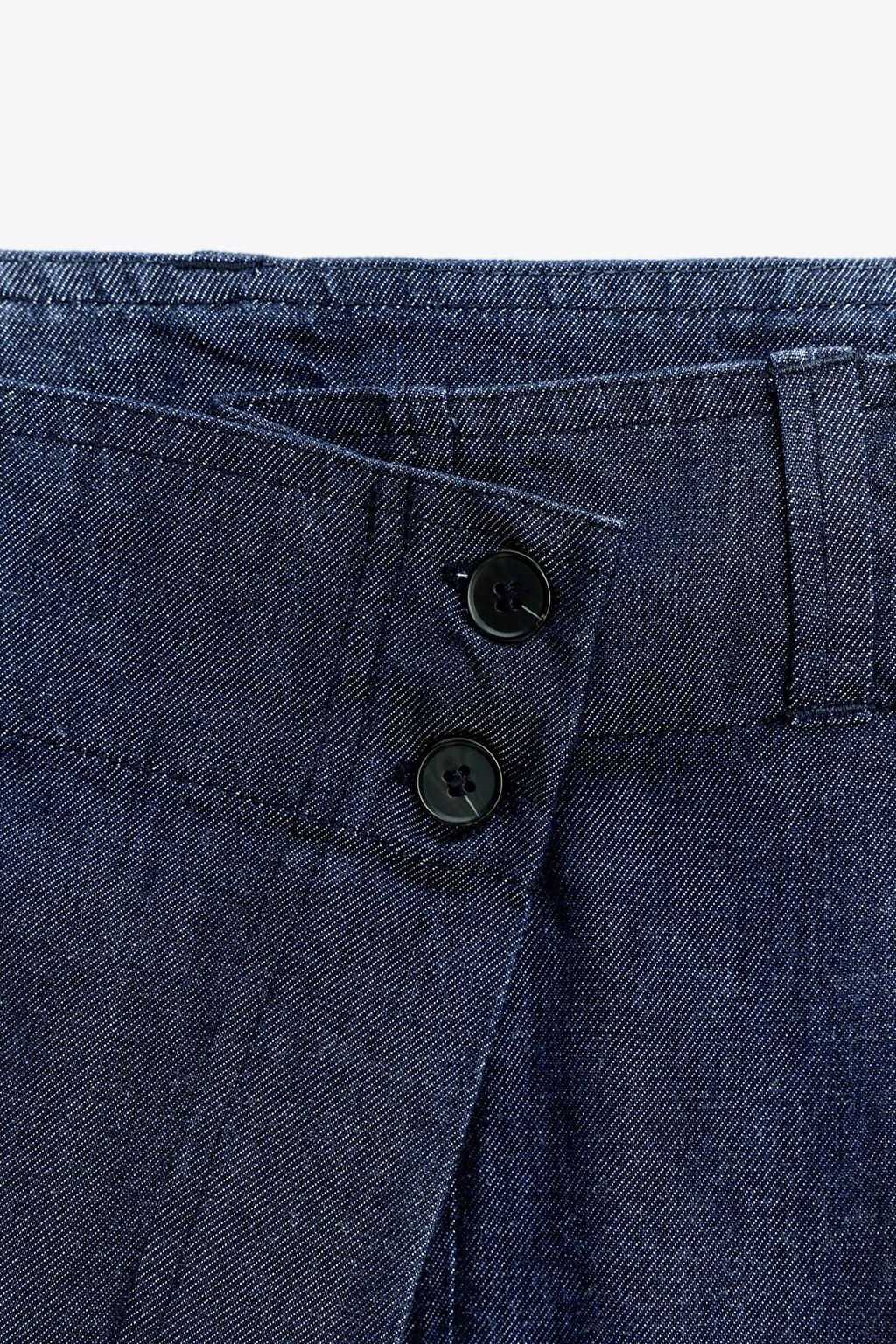 ZW COLLECTION CROSSOVER DENIM TROUSERS - Zara фото 7