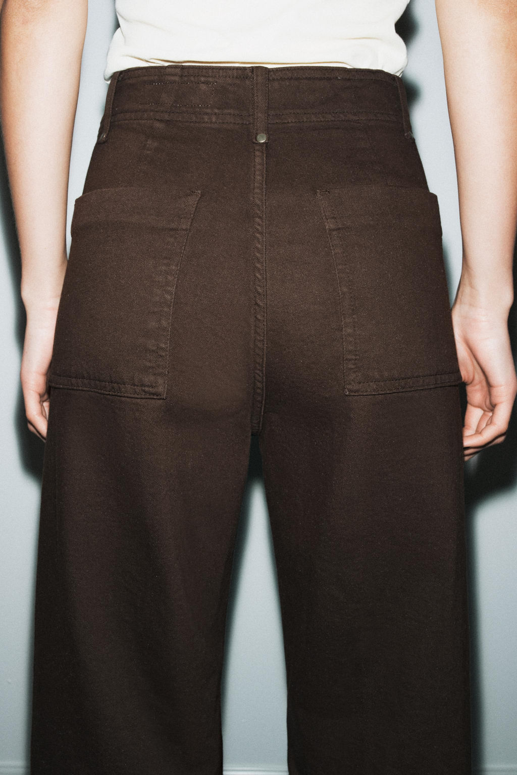 JEANS ZW COLLECTION TAILORED WIDE LEG TIRO ALTO / Chocolate - Zara фото 5