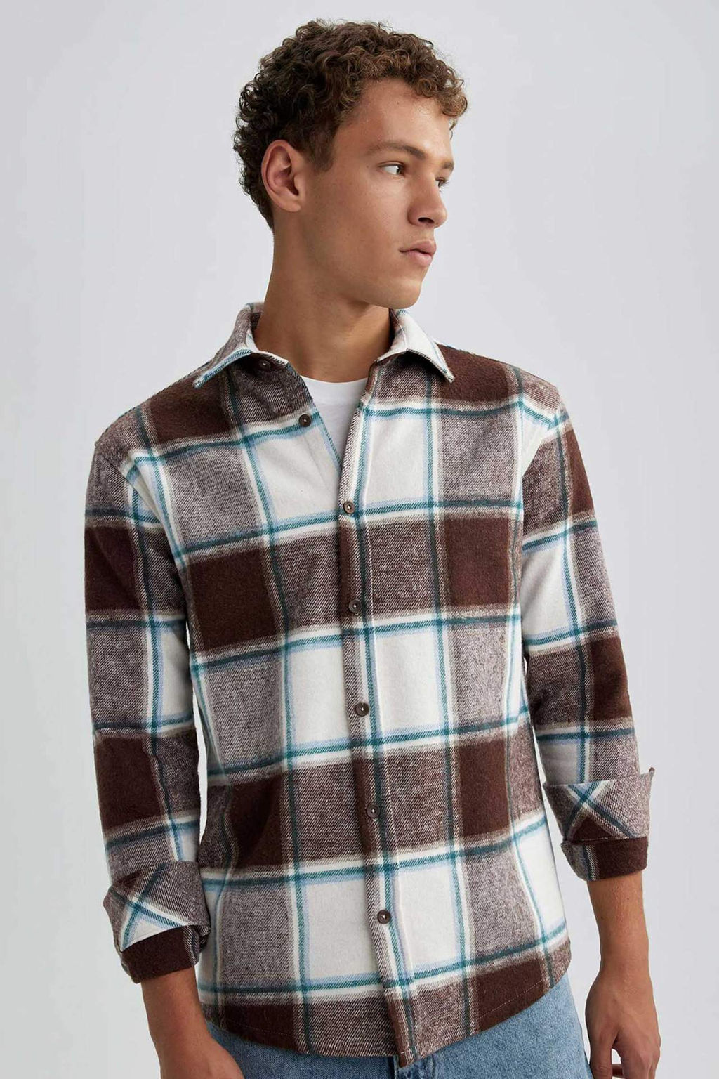 Regular Fit Kareli Oduncu Uzun Kollu Gomlek - Defacto фото 6