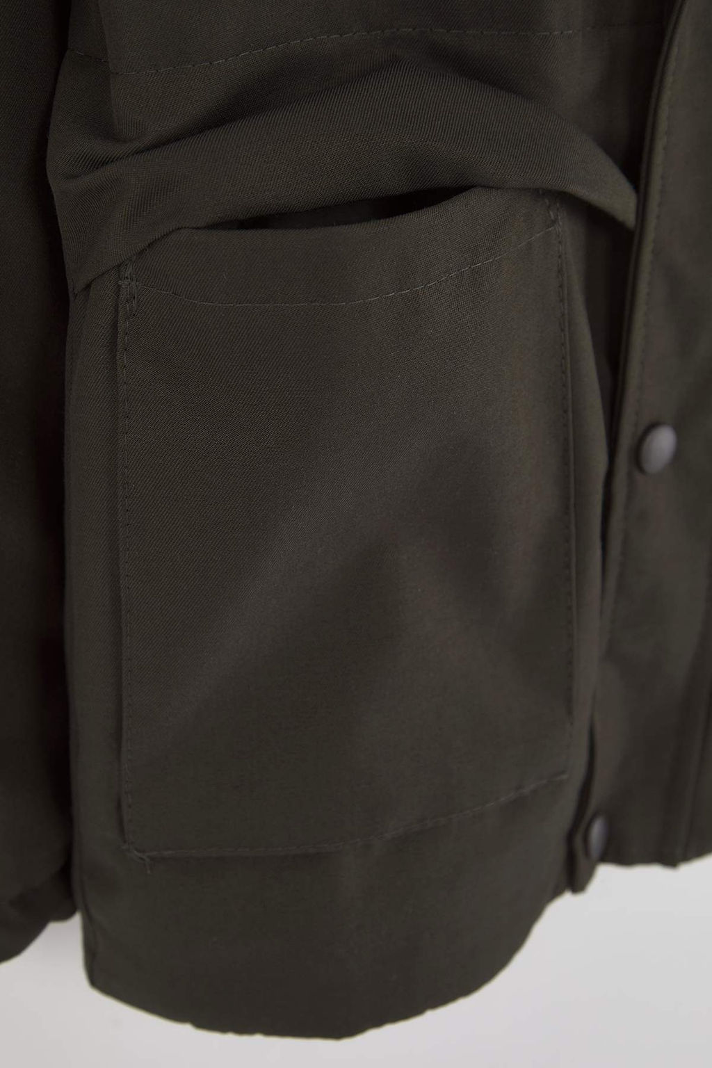 Haki Duz/Basic Kal?n Polo Yaka Regular Unisex Cocuk Mont TKDAW26MO00007 - Trendyolmilla фото 3