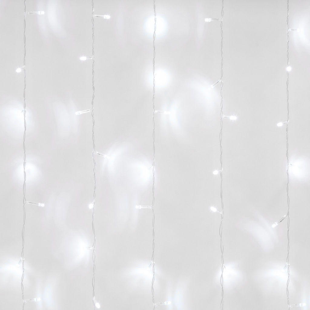 ULD-C1515-160/DTA WHITE IP20 Занавес светодиодный,1,5х1,5 м, 160 led, белый, с контроллером, провод прозрачный, IP20 - Volpe фото 2