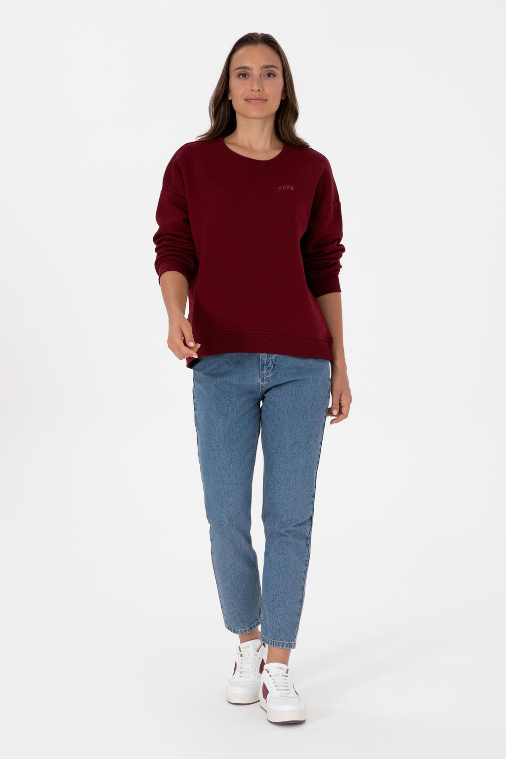 Kad_n Bordo _ardonlu Bisiklet Yaka Basic Sweatsh_rt Sepette S_rpriz _ndirim - U.s. polo assn фото 4