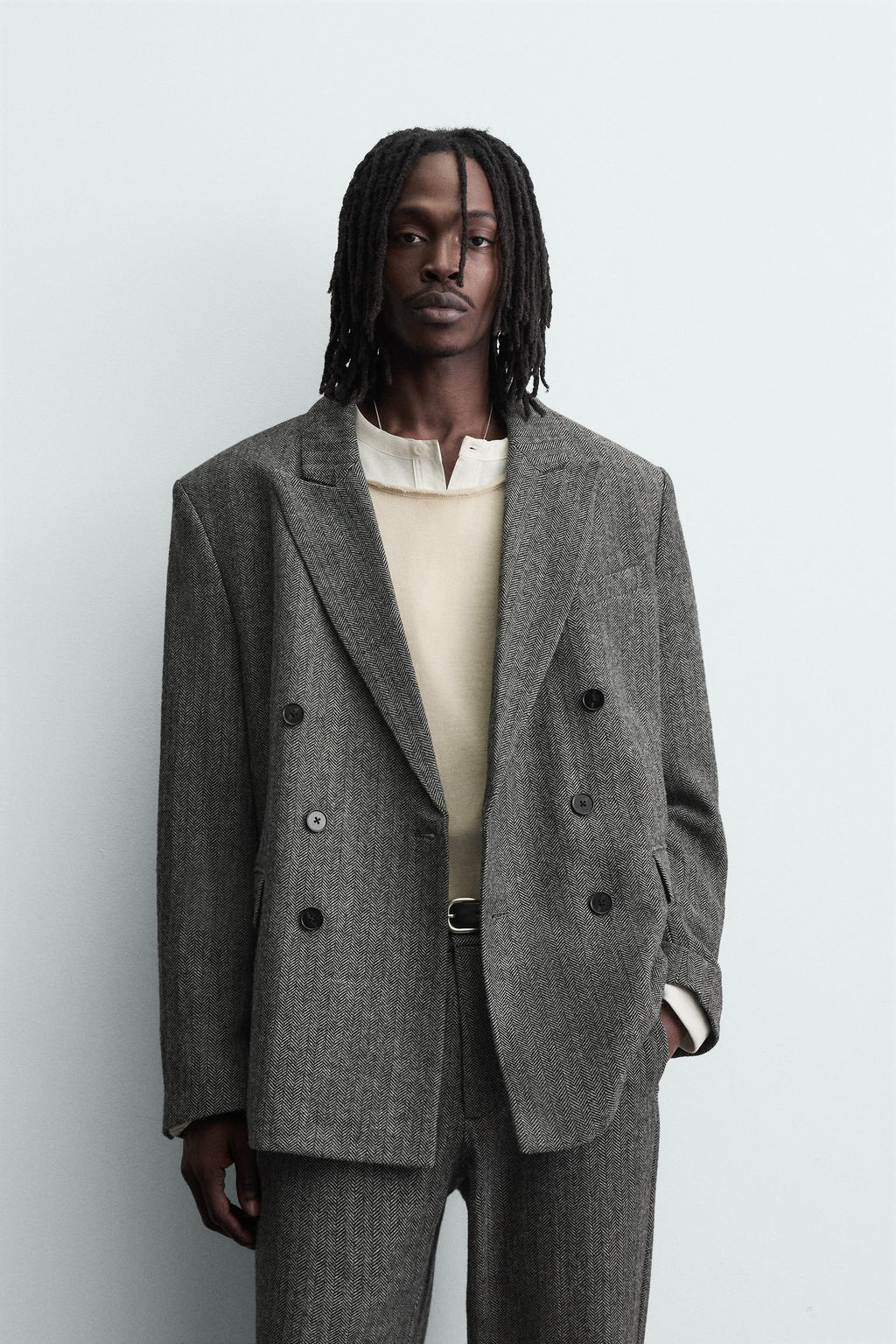 HERRINGBONE WOOL BLEND SUIT BLAZER - Zara фото 2