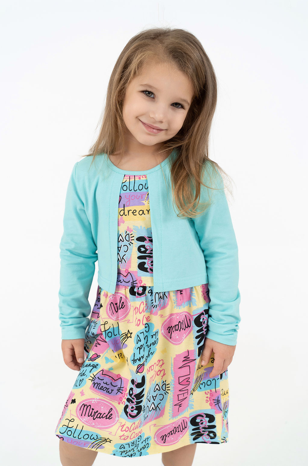 Платье детское бирюзовое болеро ПЛ-719 (86-92)