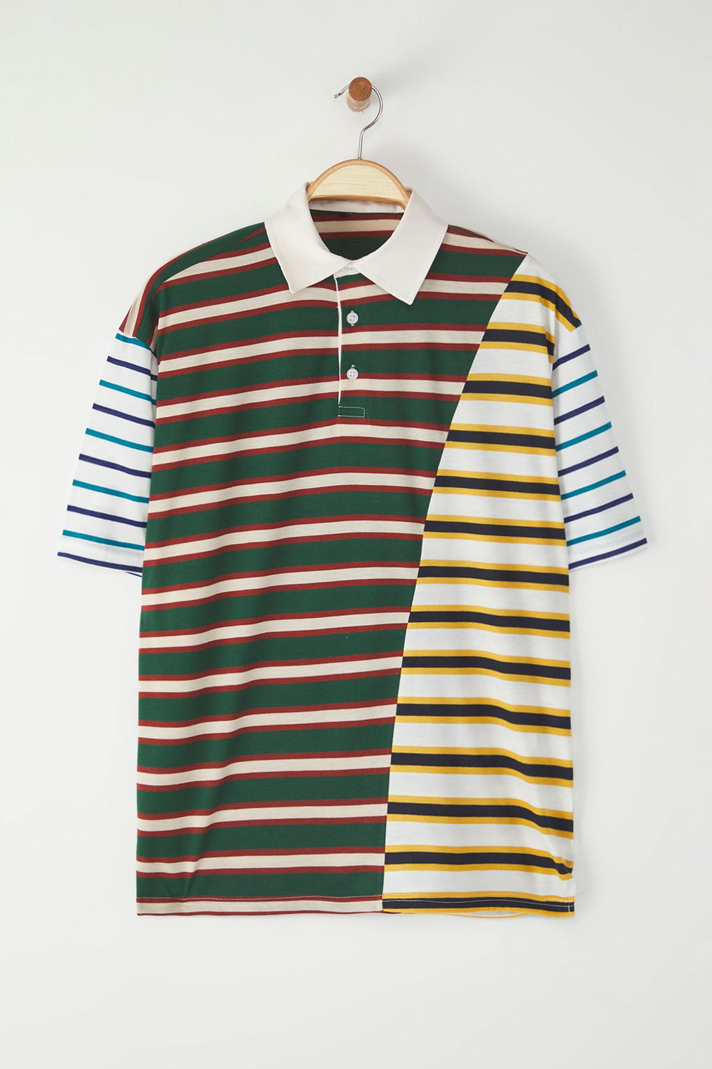 TRENDYOL MAN Cok Renki Oversize/Genis Kesim Cizgili Polo Yaka T-shirt TMNSS25PO00038 - Trendyolmilla фото 5