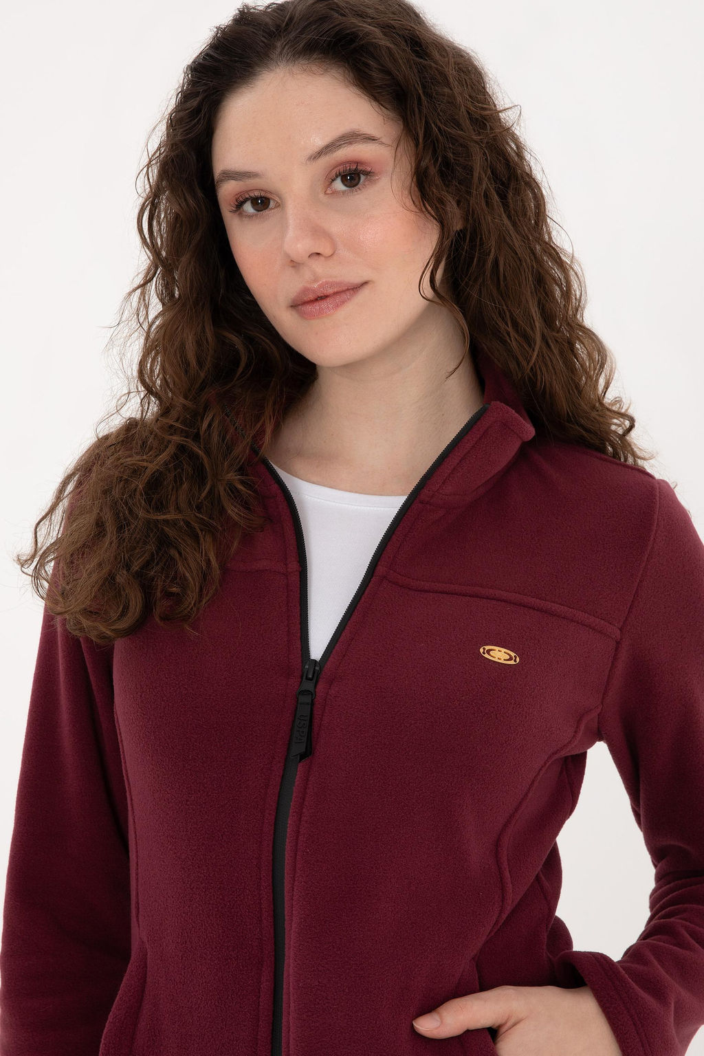 Kad_n Bordo Fermuarl_ Dik Yaka Polar Sweatshirt - U.s. polo assn фото 2