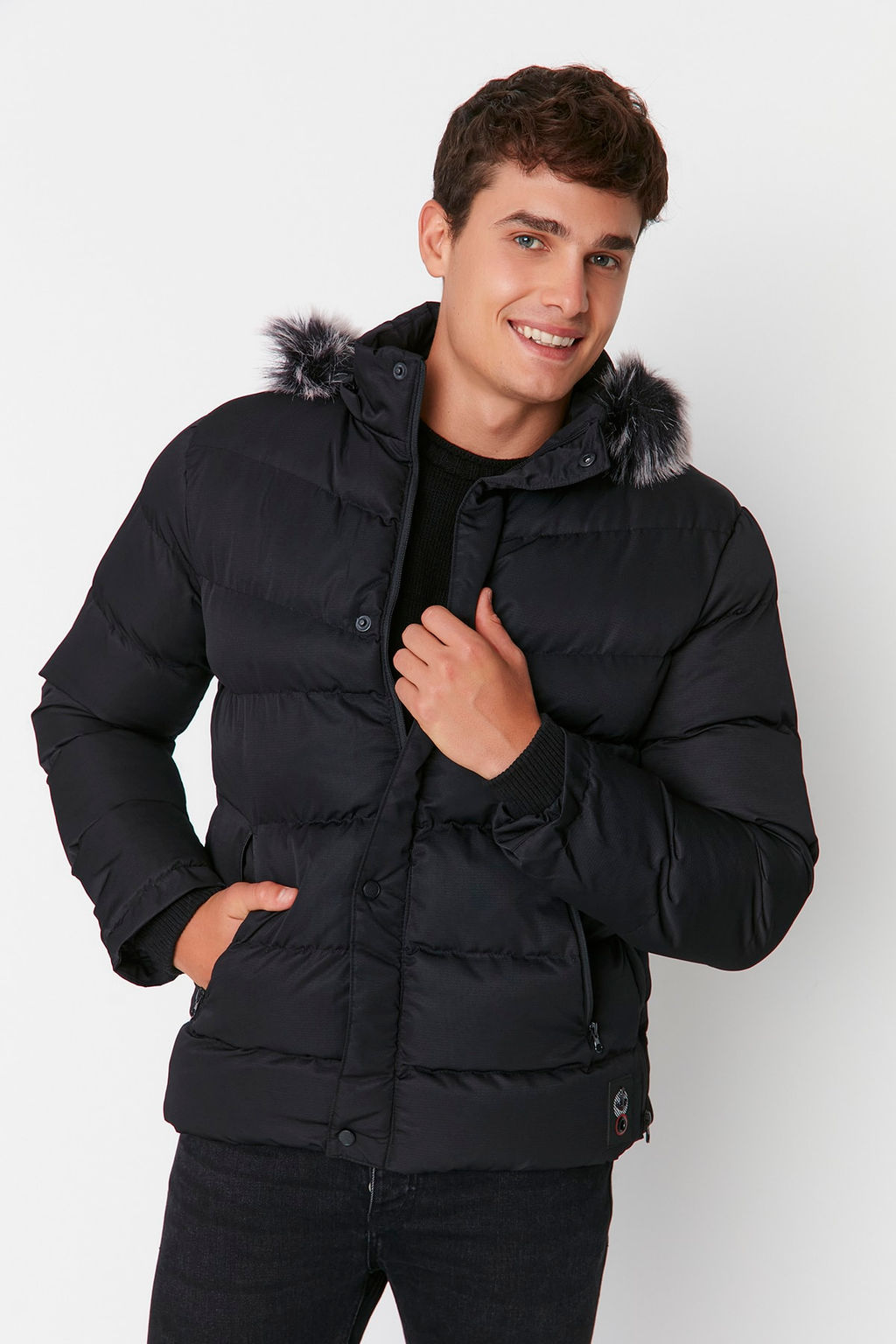 TRENDYOL MAN Gri Erkek Regular Fit Ici Polar Astarl? Ruzgara ve Suya Dayan?kl? K?sl?k Sisme Mont TMNAW23MO00009 - Trendyolmilla фото 10