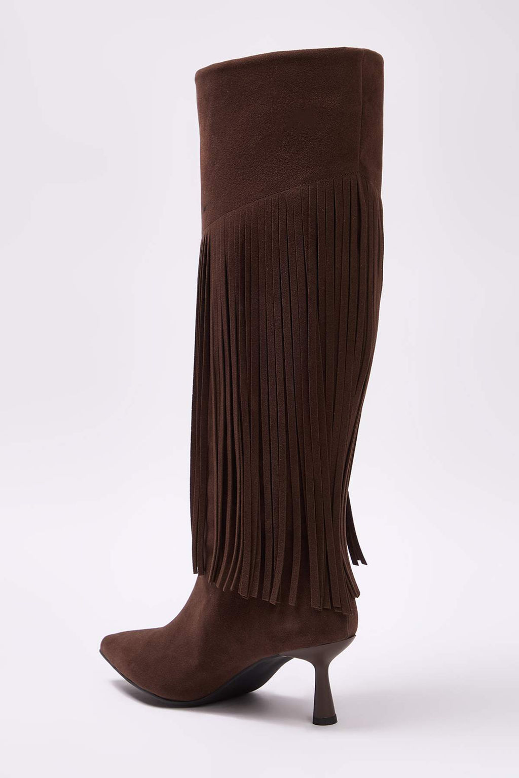 Koyu Kahverengi Suet Puskul Detayl? Topuklu Kad?n Cizme TAKAW26CZ00018 - Trendyolmilla фото 6