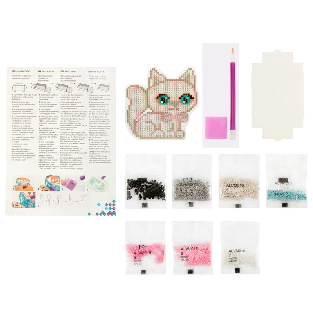 Кристальная (алмазная) мозаика ФРЕЯ ALVM-015 магнит Котенок с бантом 9 х 9 см