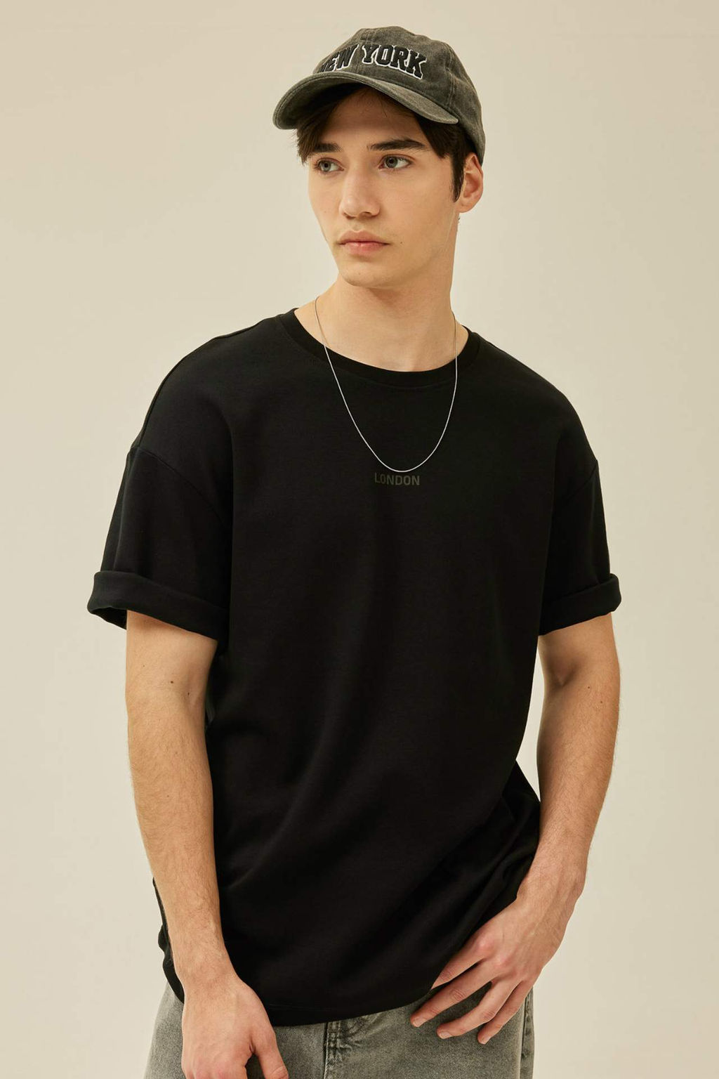 Comfort Regular Fit Rahat Kal?p Bisiklet Yaka Bask?l? K?sa Kollu Ag?r Kumas Tisort - Defacto фото 4