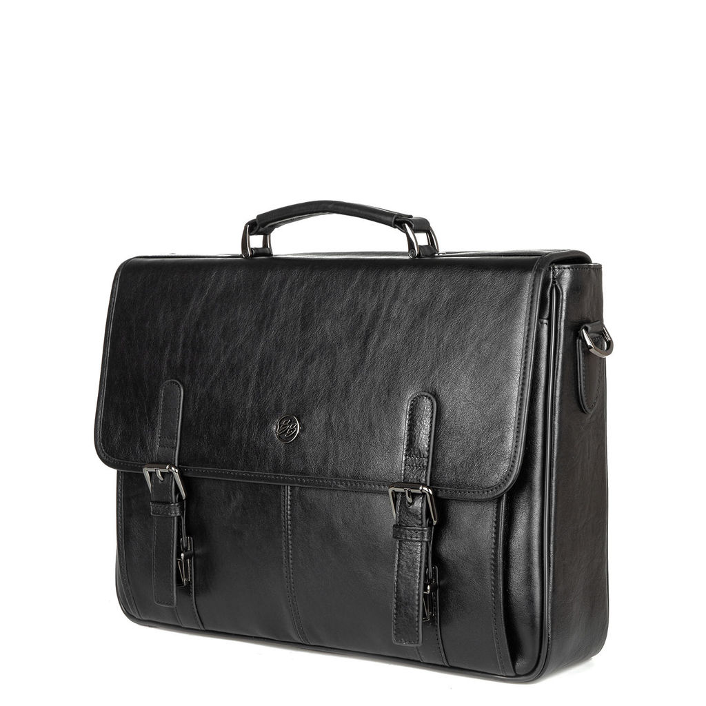 4007-1 black, Мужской кожаный портфель, Barcelo Biagi