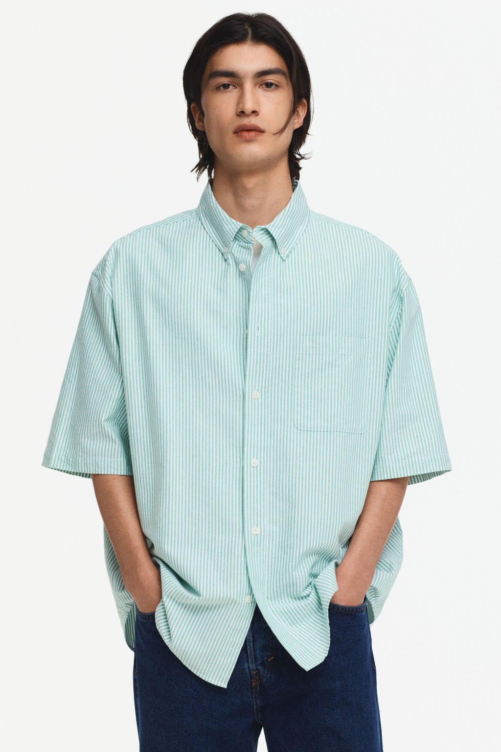 Camisa Oxford de manga corta Relaxed Fit - H&m фото 11