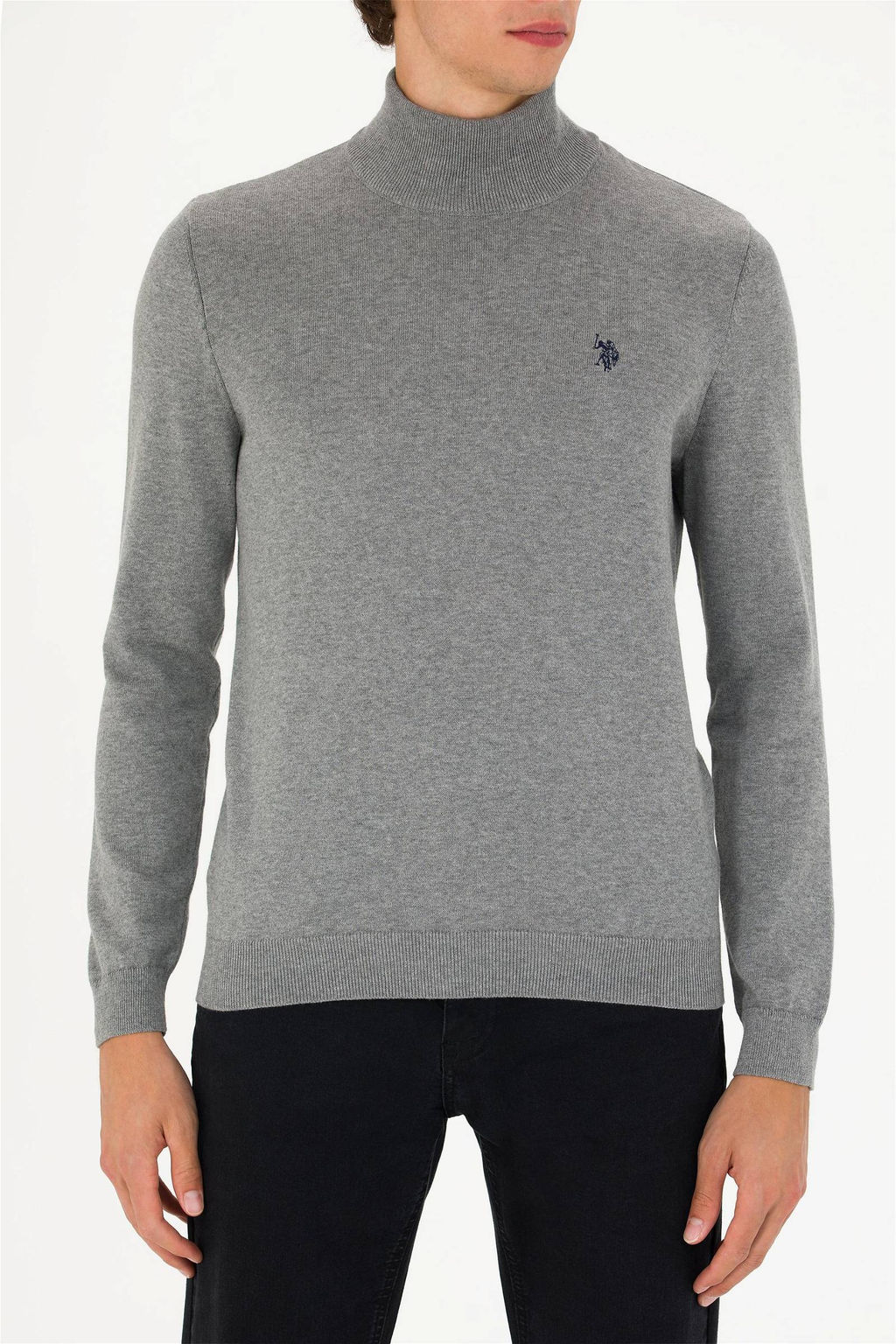 U. S. Polo Assn Мужской серый меланжевый базовый свитер - U.s. polo assn фото 6
