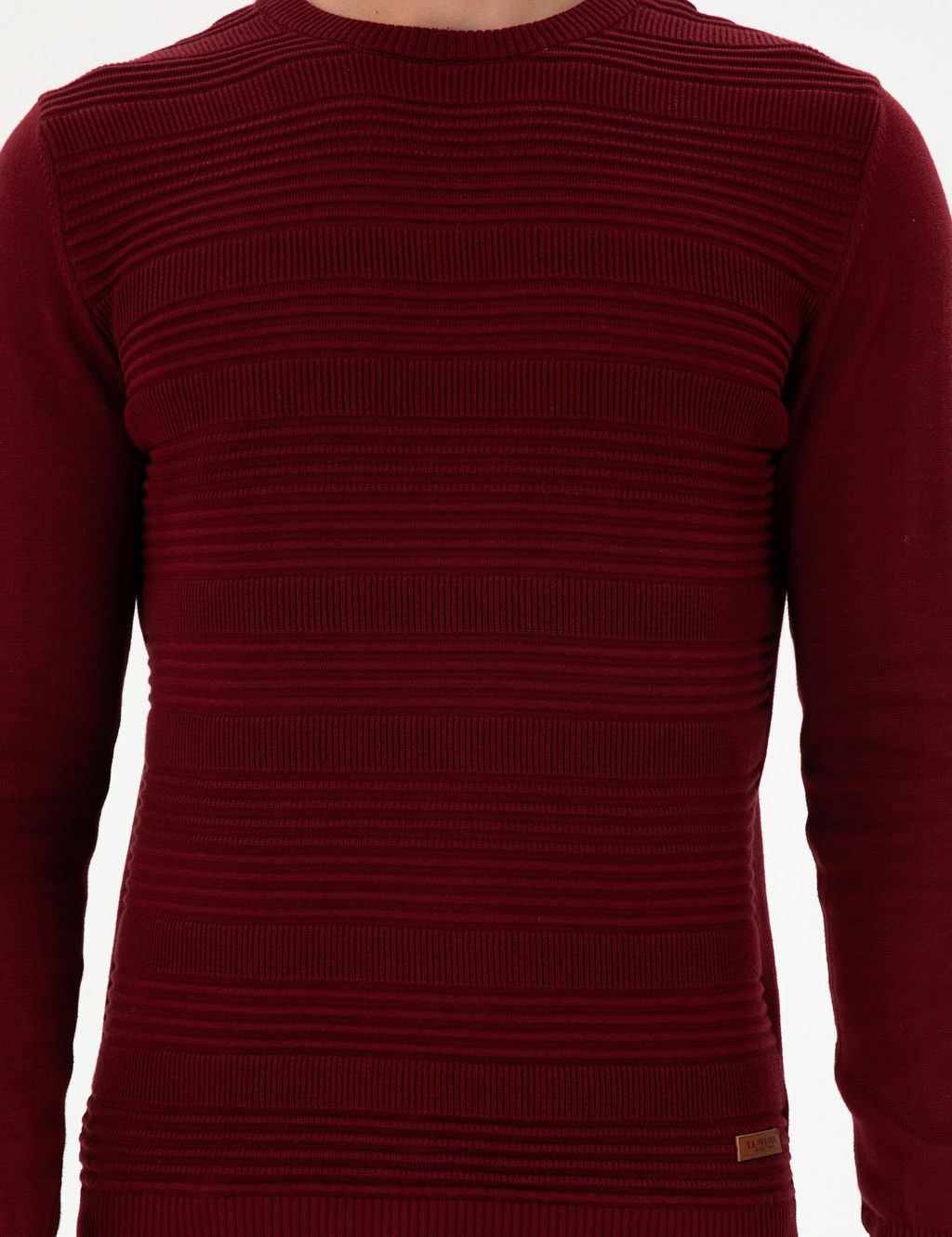 Erkek Slim Fit Bisiklet Yaka Bordo Kazak - U.s. polo assn фото 6